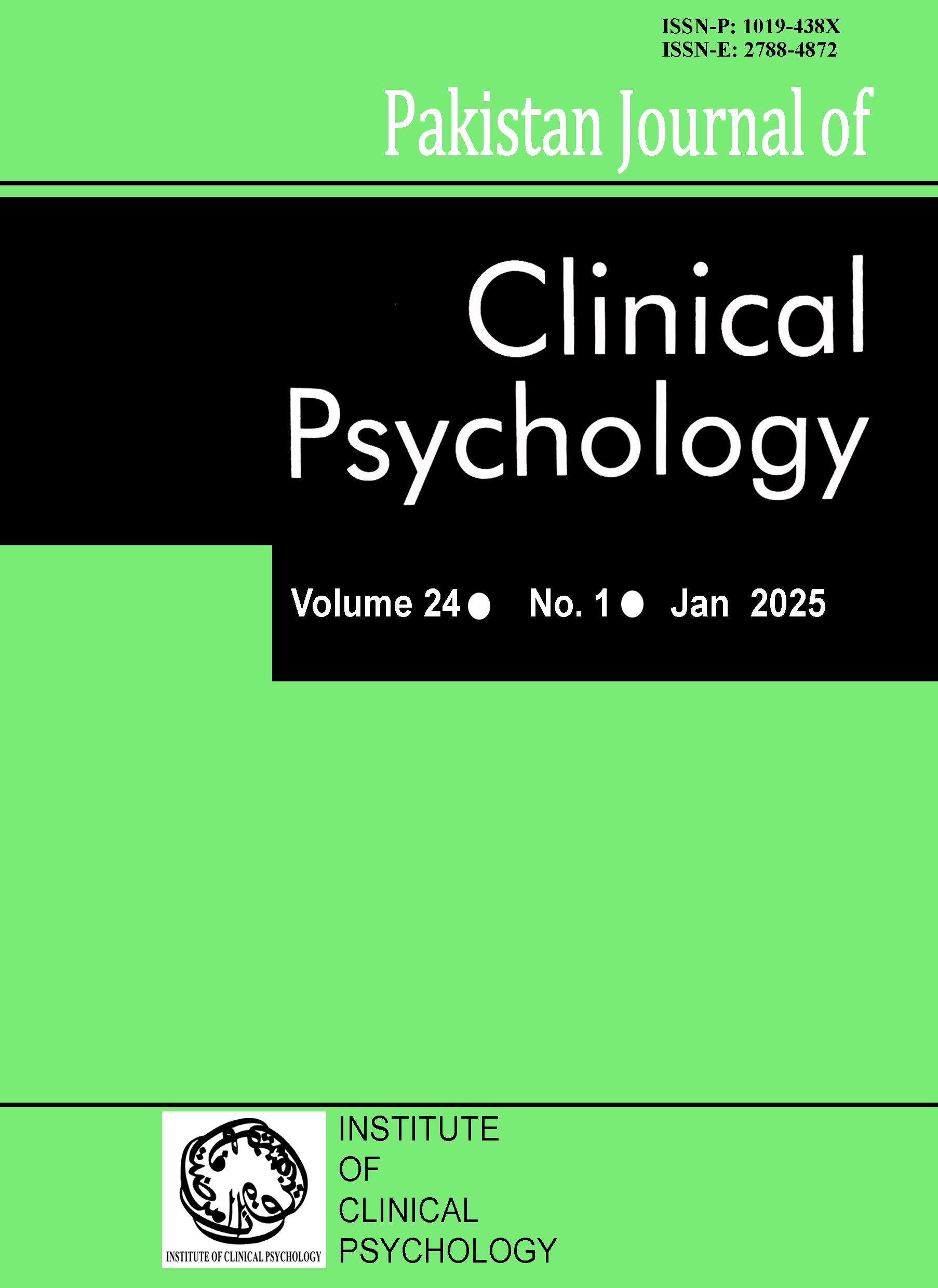 					View Vol. 24 No. 01 (2025): Pakistan Journal of Clinical Psychology
				