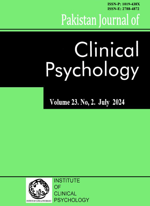 					View Vol. 23 No. 02 (2024): Pakistan Journal of Clinical Psychology
				